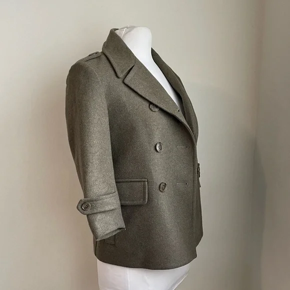 Gryphon New York Olive Shrunken Wool Pea Coat Double Breasted Size XS - Picture 5 of 12